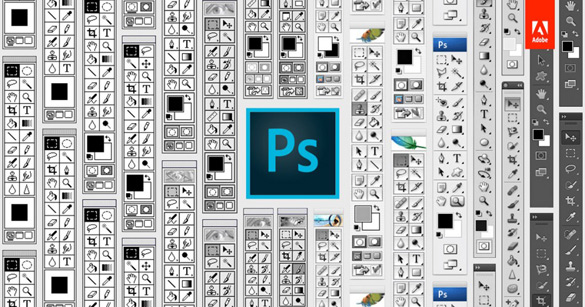 Панели инструментов разных версий Adobe Photoshop