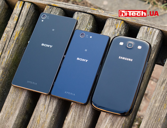 Sony Xperia Z3, Sony Xperia Z3 Compact и Samsung Galaxy s3. Сравнение размеров