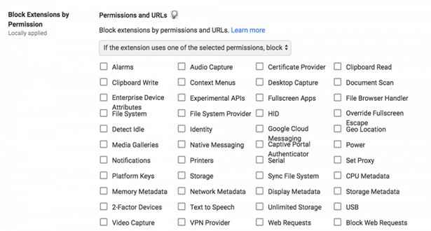 google chrome extension permissions