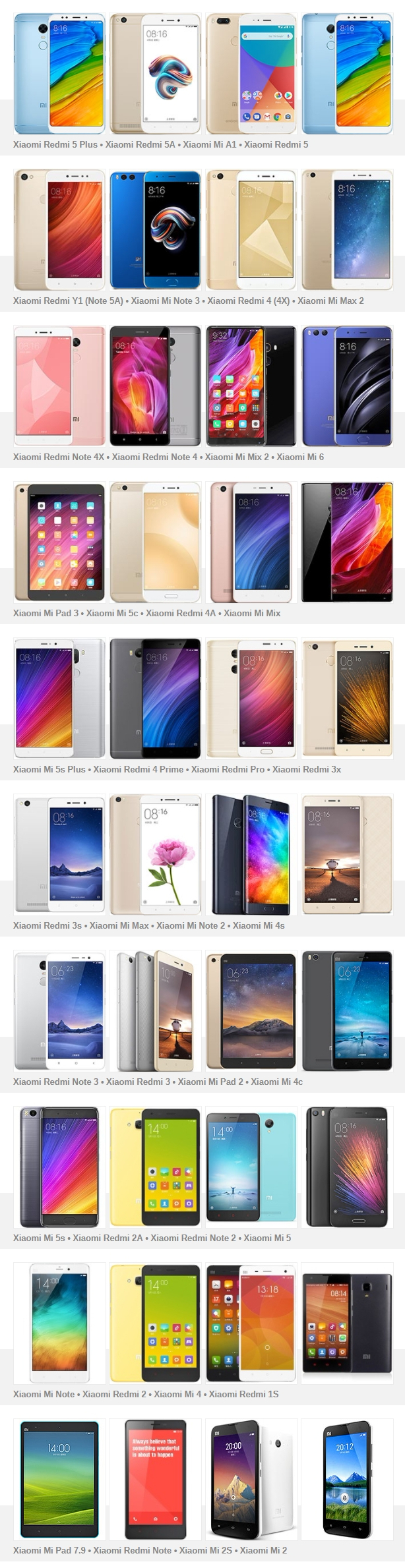 xiaomi 40 devices for miui 9