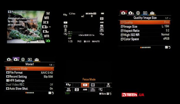 Скриншоты экрана камеры Sony DSC-RX0