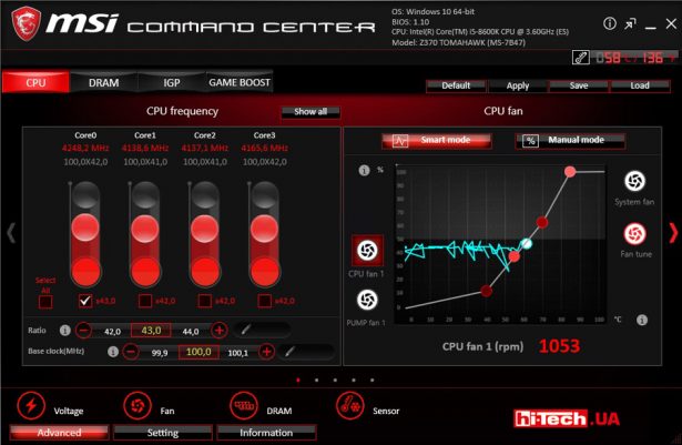 Контроль и управление платой MSI Z370 Tomahawk при помощи приложений