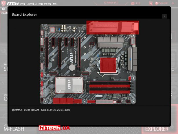 Описание компонентов на интерактивной модели платы MSI Z370 Tomahawk