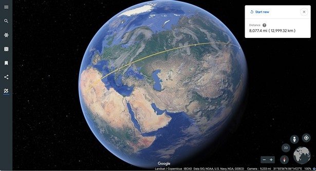 Google Earth distance measuring