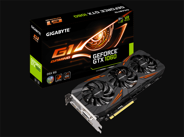 Gigabyte GeForce GTX 1060 G1 Gaming D5X 6G с видеопамятью GDDR5X