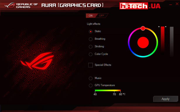 Подсветка ASUS ROG Strix GeForce RTX 2070 OC