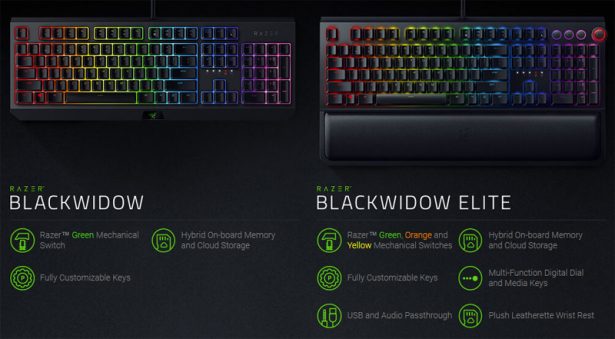 Сравнение представленной Razer BlackWidow с флагманской BlackWidow Elite