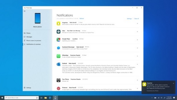 Windows 10 with Android sync
