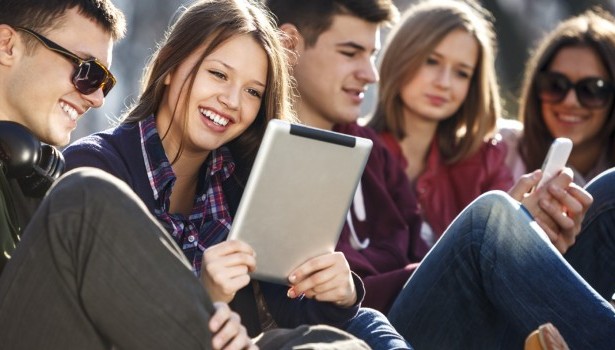 young people with ipad