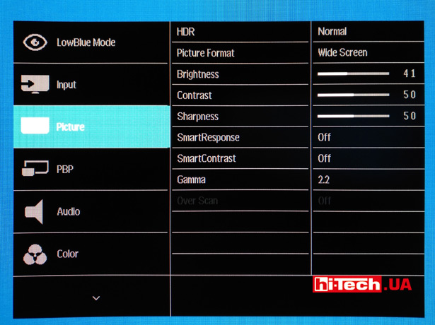 Дизайн и организация меню типичны для мониторов Philips