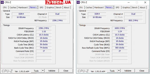Параметры памяти при выборе XMP-профиля в системе AMD (слева) и Intel (справа)