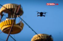 Съемка колеса обозрения в парке развлечений Припять дроном DJI Mavic Air