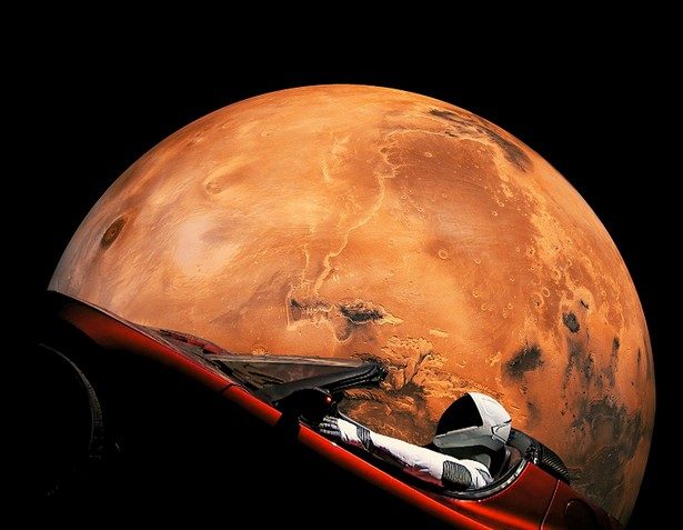 Tesla Roadster Starman near Mars