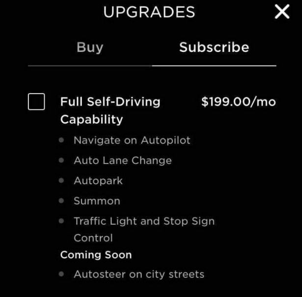 Tesla Full Self-Driving subscription