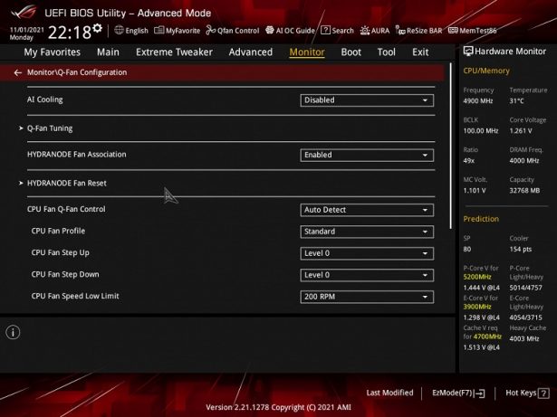 bios advanced mode fans