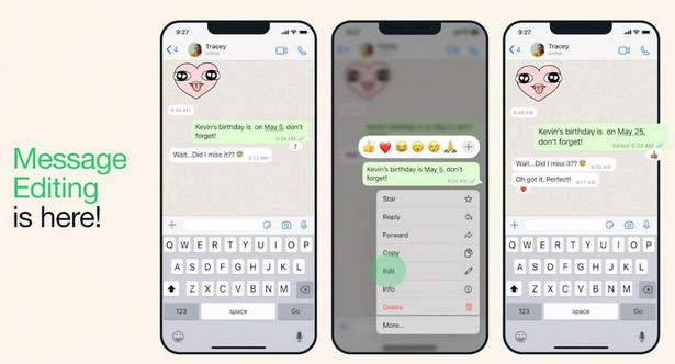 WhatsApp editig message