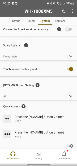 Sony WH-1000XM5 app screens