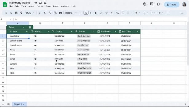 google sheets update design table 2024