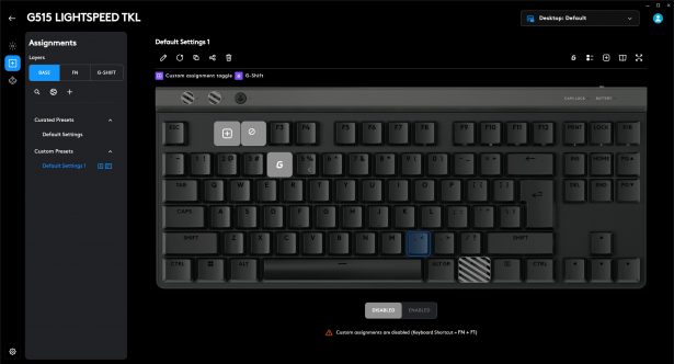 Logitech G515 TKL screen