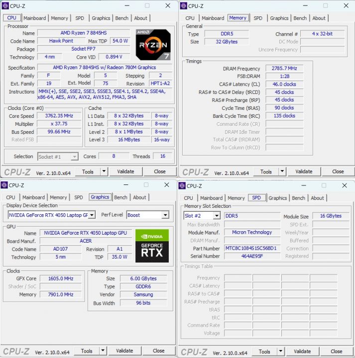 CPUz screens