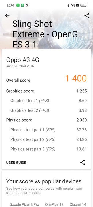 Oppo A40m benchmark screenshot