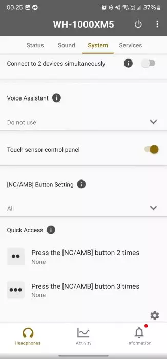 Sony WH-1000XM5 app screens