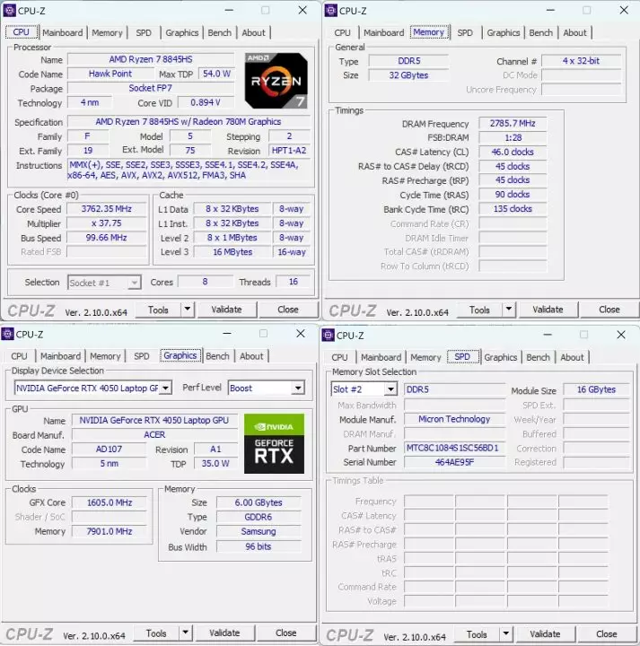 CPUz screens